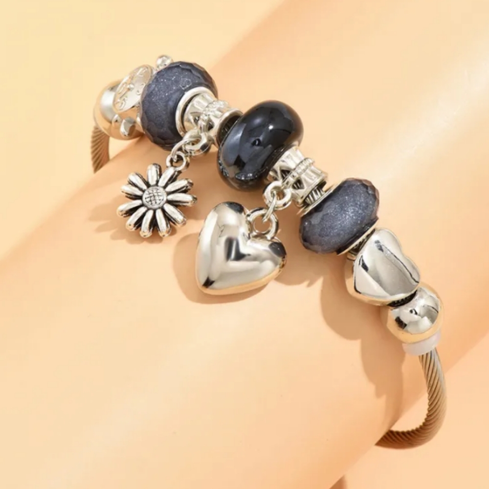 New Sunflower Heart Bangle Bracelet